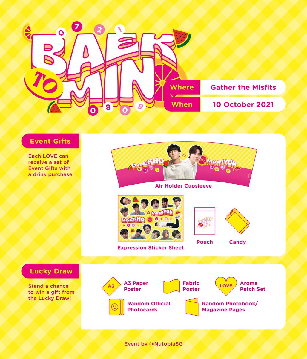 NUtopiaSG's tweet photo. SG LOVE 💕 We are just 12 days away to Baek_to_ Min cafe event!
There'll be gifts &amp; lucky draw prizes to be given! Pls bookmark the details in ur calendar now! 
Date: 10 Oct 2021 (Sun)
Venue: Gather the Misfit (See Map) 
#Baek_to_Min #백호 #민현 #BAEKHO #MINHYUN #NUEST #뉴이스트 https://t.co/yGdW8pi0Xa