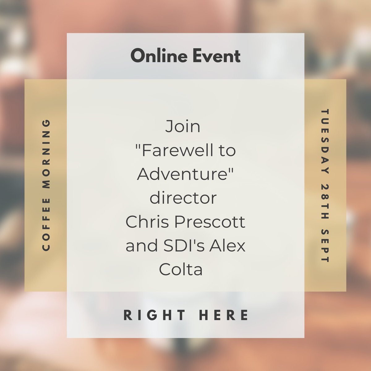 ScottishDocInst's tweet photo. Join in SDI's coffee morning with Chris Prescott tomorrow, 28th September @ 10am - rsvp here > https://t.co/8vYbhGhap5
#directorchat #filmmakers #scotdoc #creativescotland #creatives #bobshepton #documentary #sdicoffeemorning https://t.co/EtNADClQPH