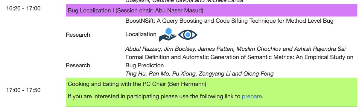 aserebrenik's tweet photo. Upcoming at #scam21 a session on bug localisation chaired by @abunasermasud with two research papers followed by the SCAM-special: #cooking and #eating with @benhermann! @ieeescam https://t.co/RTN0lTxTDM