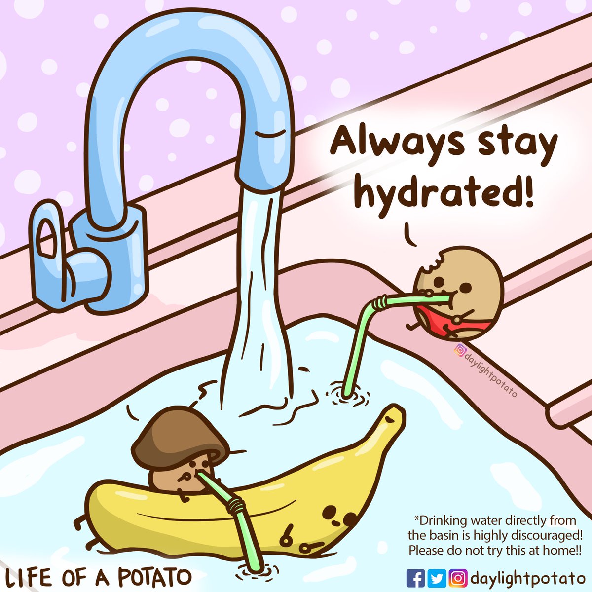 Have you been drinking enough water? If you dont wanna be a dried wrinkly potato, drink NOW💧

#selfcare #potato #potatoes #comic #comics #cute #cuteart #selflove #hydrate #wellbeing #wellness #wellnessjourney #healthy #healthtips #selfreminder #kawaii #kawaiiart #singapore