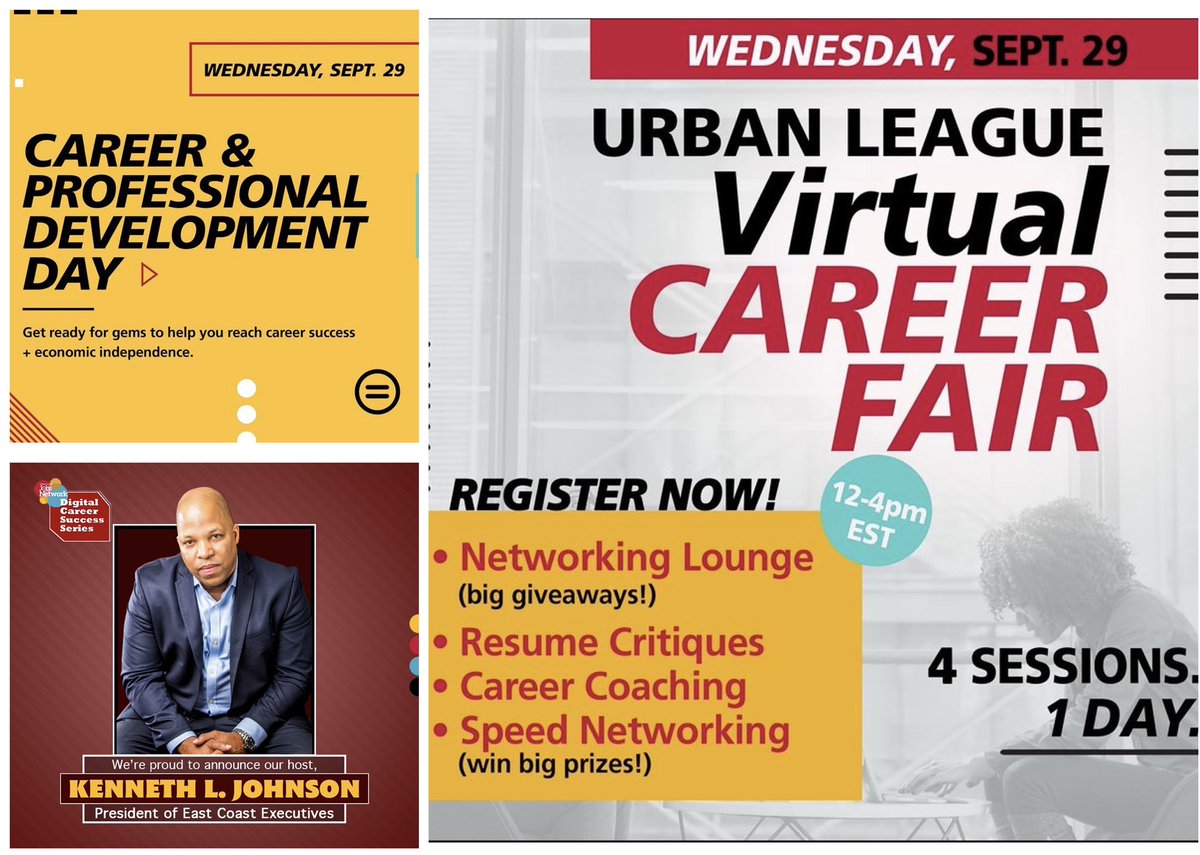 ECEphilly's tweet photo. Join our own @kljohnsoninfo as he serves as Host for the @NatUrbanLeague Virtual Career Fair. 

- #resume critiques
- #career coaching
-speed #networking/trivia -networking lounge

Date: Weds, September 29th 

Register now!  https://t.co/X3waiRPKaT

#NULCONF21 #nulcareerfair https://t.co/yo43a5vUY6