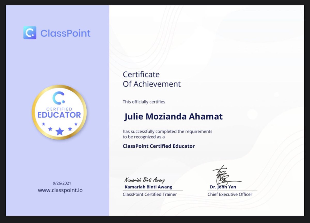 JulieMozianda's tweet photo. @MYMicrosoft @ClassPointIo Thanks @kamariah_awg 🥰🥰🥰 https://t.co/sLwbTKgblG