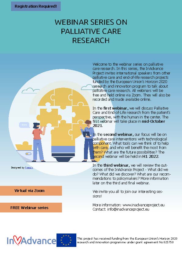 InAdvance_eu's tweet photo. Are you interested about #PalliativeCare research? We will hold webinar series starting on October 14th, @InAdvance_eu, @diadic_eu and @iLIVEProject1 will talk about palliative care and end-of-life from the patient’s perspective.
Register here: https://t.co/NQVoPdkXy6. https://t.co/jRmRht2yDC