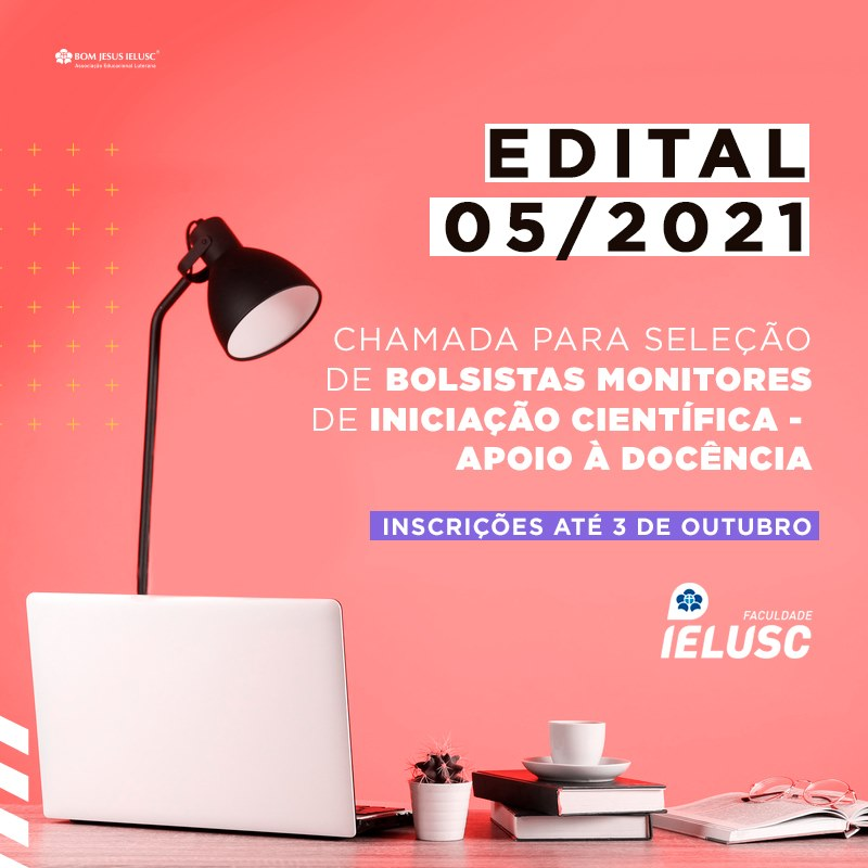 Estão abertas as inscrições para a chamada de seleção de monitores de iniciação científica (apoio à docência) do curso de Enfermagem. Inscreva-se até o dia 3 de outubro!
Saiba mais: bit.ly/2XWF4lp.