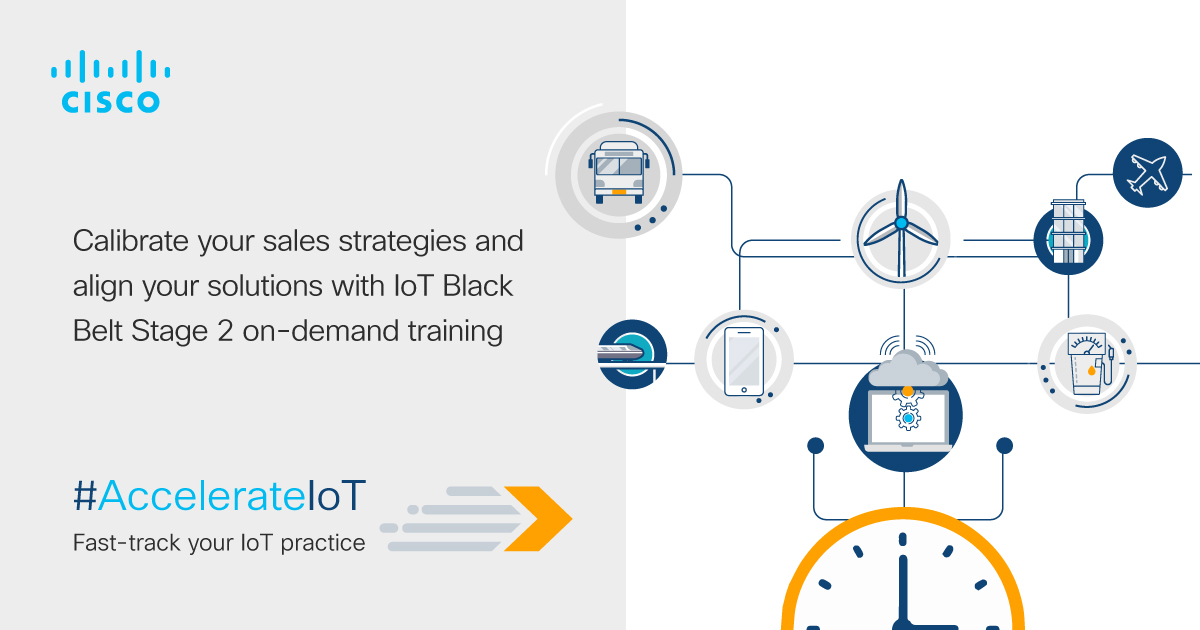 CiscoIIoT's tweet photo. The new IoT Black Belt Stage 2 on-demand #training lets you access wide range of content that adds value to your entire sales cycle. Learn More: https://t.co/fIVPz303AT #AccelerateIoT  #IoT #Cisco #CiscoPartners #CiscoBlackBelt https://t.co/A66QEcqjCL