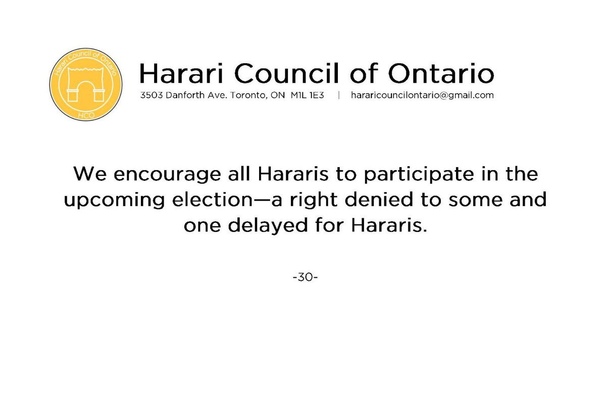 HarariCouncilON's tweet photo. We encourage all Hararis to participate in the upcoming election—a right denied to some and one delayed for #Harar|is https://t.co/ThwRUPd0S9