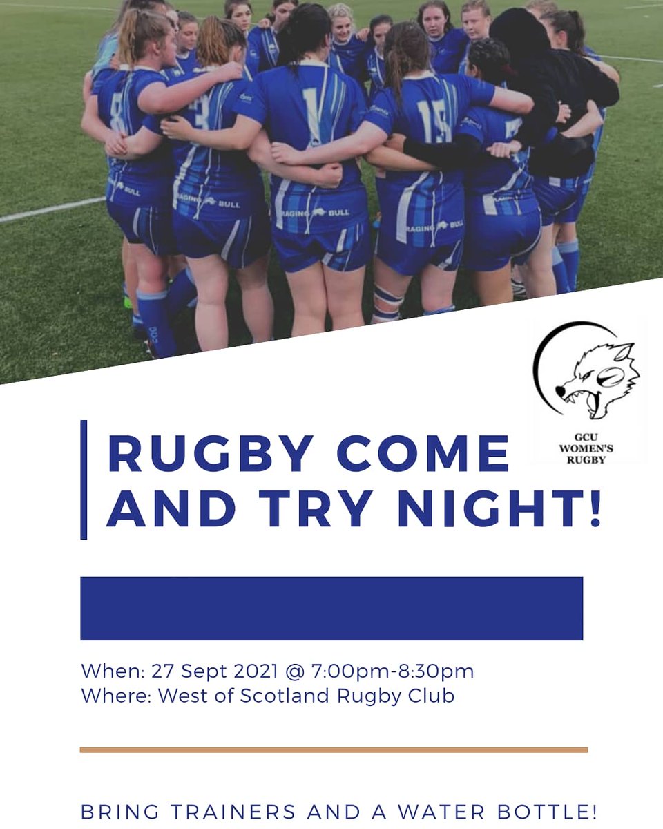 COME AND TRY!! 
If you're looking for a fun, open team that's full of laughs, and don't mind a bit of mud, rugby is the place for you! There's no experience required!

All the info is on the GCU Women's Rugby Instagram! Can't wait to meet you all!