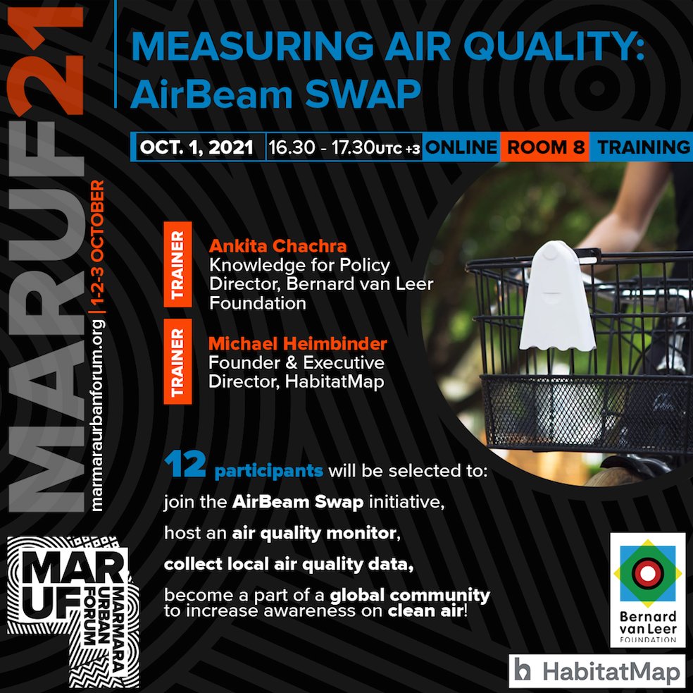 HabitatMap's tweet photo. Join us on Oct 1st for the #AirBeam Swap! Register for free here, https://t.co/ps3AU6PjTW @BvLFoundation @MarmaraUrban #AirCasting #CommunityScience #MARUF21 #CitiesDevelopingSolutions #ReThinkCoAct https://t.co/ubdxPETYT4