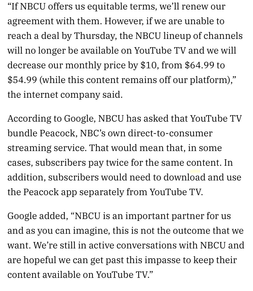 brianlring's tweet photo. Nooooooooooooooooooooooooooooo!!!! 😭😫🤢😵‍💫 NOT #FutureOfTV @YouTubeTV @nbc @NBCSportsPR @google @NBCSGiants 🙏 Can’t we all get along? #carriagewars https://t.co/snWafRlU6L