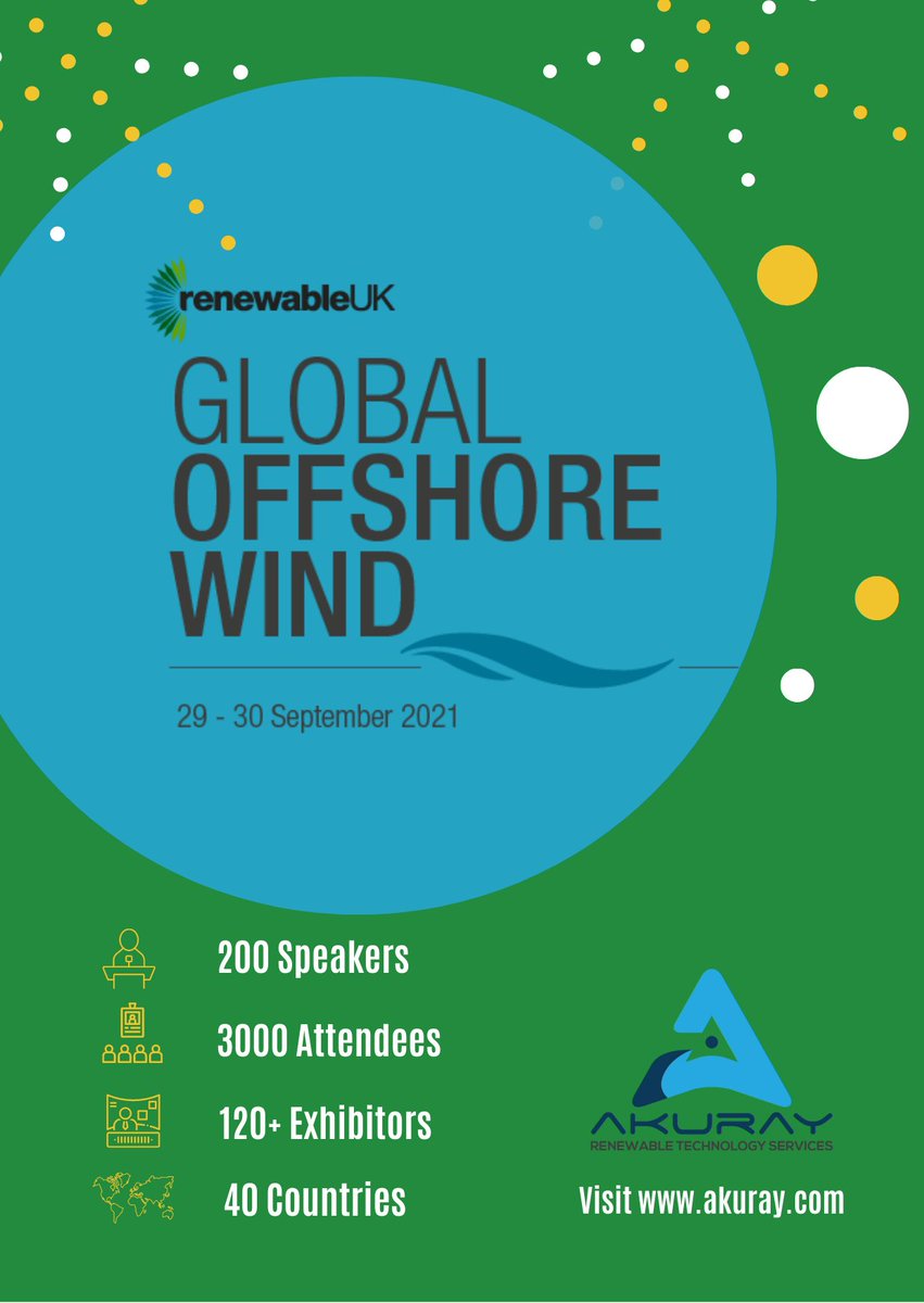Akuray Renewable Technologies are thrilled to be a part of the upcoming Renewable UK Global Offshore Wind event.

Excited to have the opportunity to connect and share insights with Offshore Wind Industry Leaders.

#RUKGOW21 #offshorewind #energy #onshorewind #renewableenergy