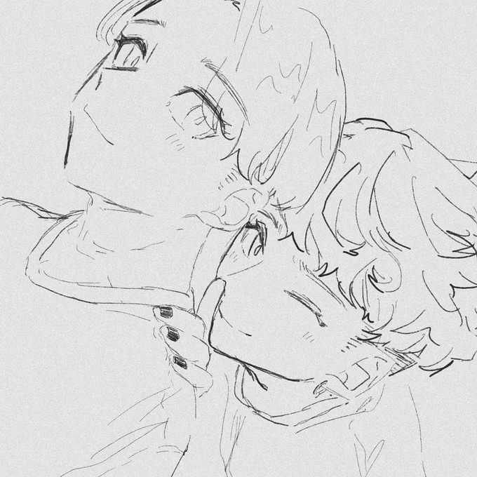 髪を切った報告の絵のつもりで榊を描いていたんだがいつのまにか箭子も生えていたな 