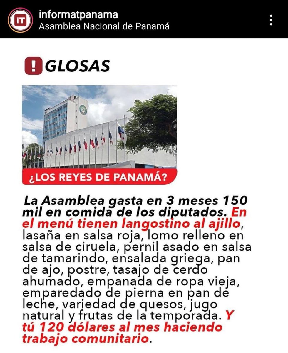 Ésto s INASEPTABLE a diario  mueren niños x DESNUTRICIÓN y los llamados padres d la patria comen manjares con salarios jugosos,el pueblo tiene q despertar adónde está el defensor dl pueblo, Dios nos ayude porqué d Panamá no queda NADA los LACAYOS RASTREROS d corbata la acabaron