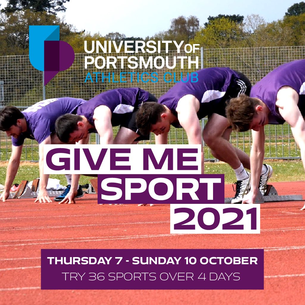 GIVE ME SPORT 2021 

Buy your tickets and t-shirts at port.ac.uk/givemesport 

 #UPAC #UOPsport #TeamUOP #packforportsmouth #givemeportsmouth
#GiveMeSport