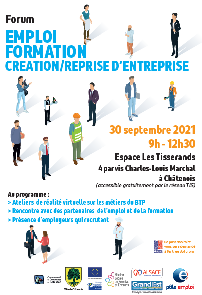 toutelalsace's tweet photo. #EMPLOI Vous êtes à la recherche d'un emploi, une formation ? Ne manquez pas le forum emploi, #formation, création et reprise d’entreprise à l’espace des Tisserands à #Châtenois ce jeudi 30 septembre https://t.co/7oD9rKLF7g