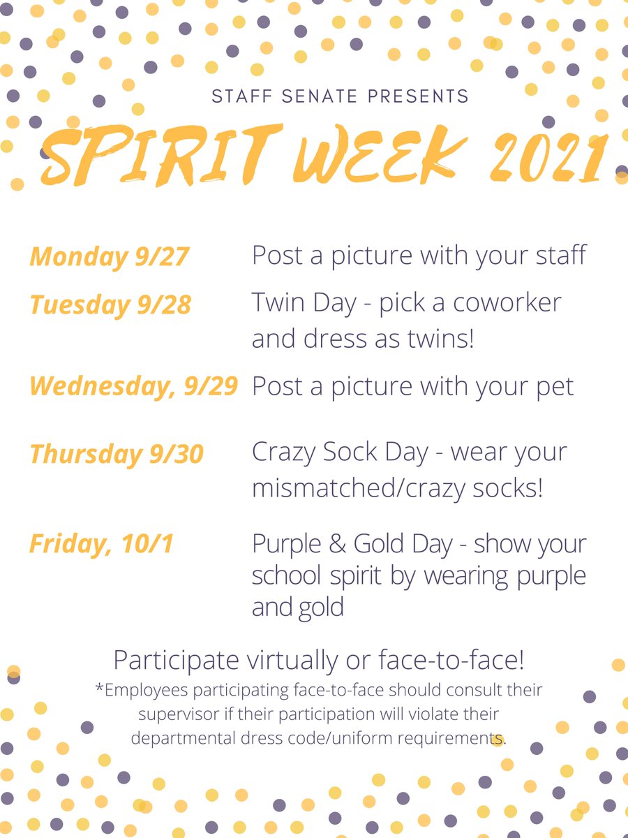 Staff Senate Pirates, it's Spirit Week 2021 🏴‍☠️

Help us get into the #ECUHomecoming spirit with your photos this week 📸

Tag us in your photos on Twitter and Facebook!