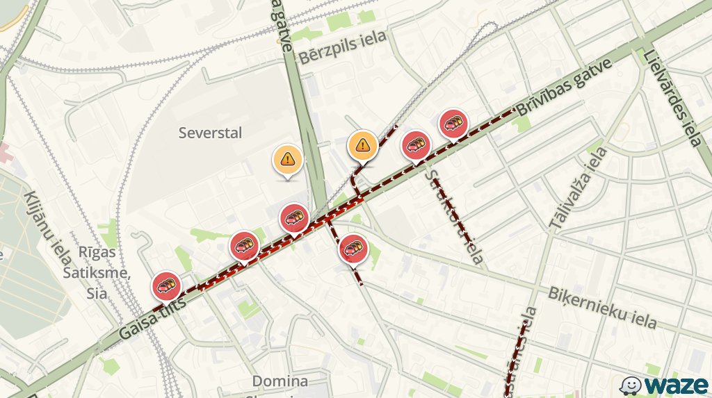 WazeTrafficRIGA's tweet photo. Izvairies no Brīvības gatve #RigasSastregumi. Brauciena laiks 24min vairāk nekā parasti https://t.co/vbZ9sqtuSo https://t.co/ZoWZESgAMf