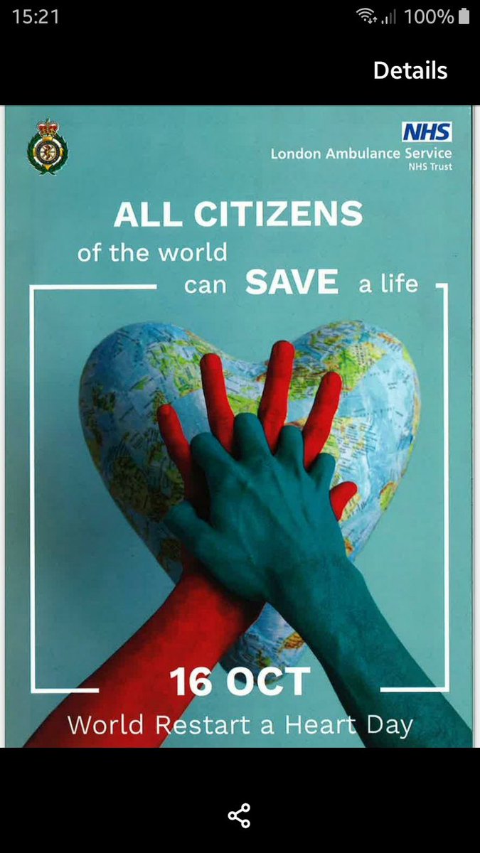 National Restart A Heart Day Is Saturday 16th October

We are lucky enough to have London Ambulance onsite that day performing demos &amp; guidance on how to perform CPR &amp; use of a de-fib

This is FREE so please do join us throughout the day

#acceptnosubstitutes #CPR