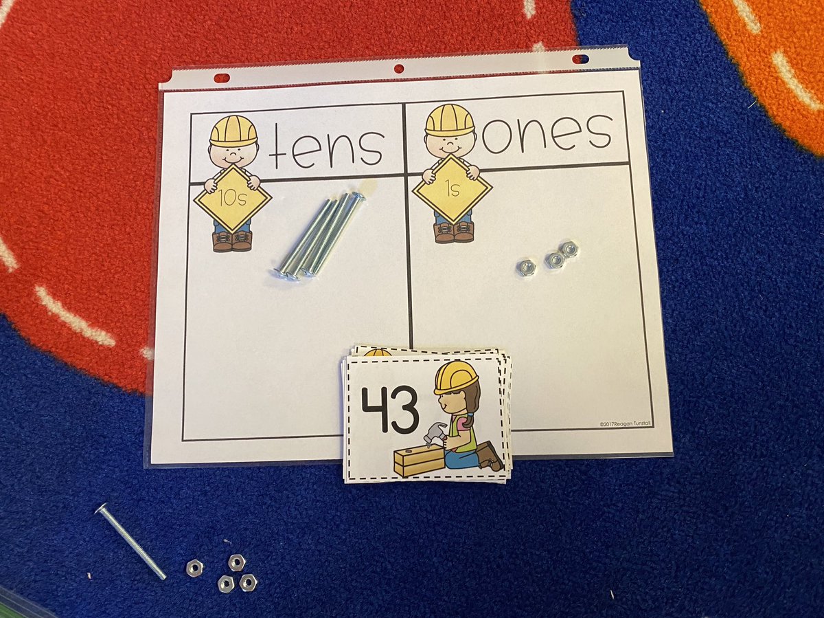 Ms_SchneiderSLE's tweet photo. Using nuts and bolts as our base ten blocks for building numbers in math today on our construction mats! #ExperienceSLE #SLEStarsAtWork https://t.co/iY1U3RafPE