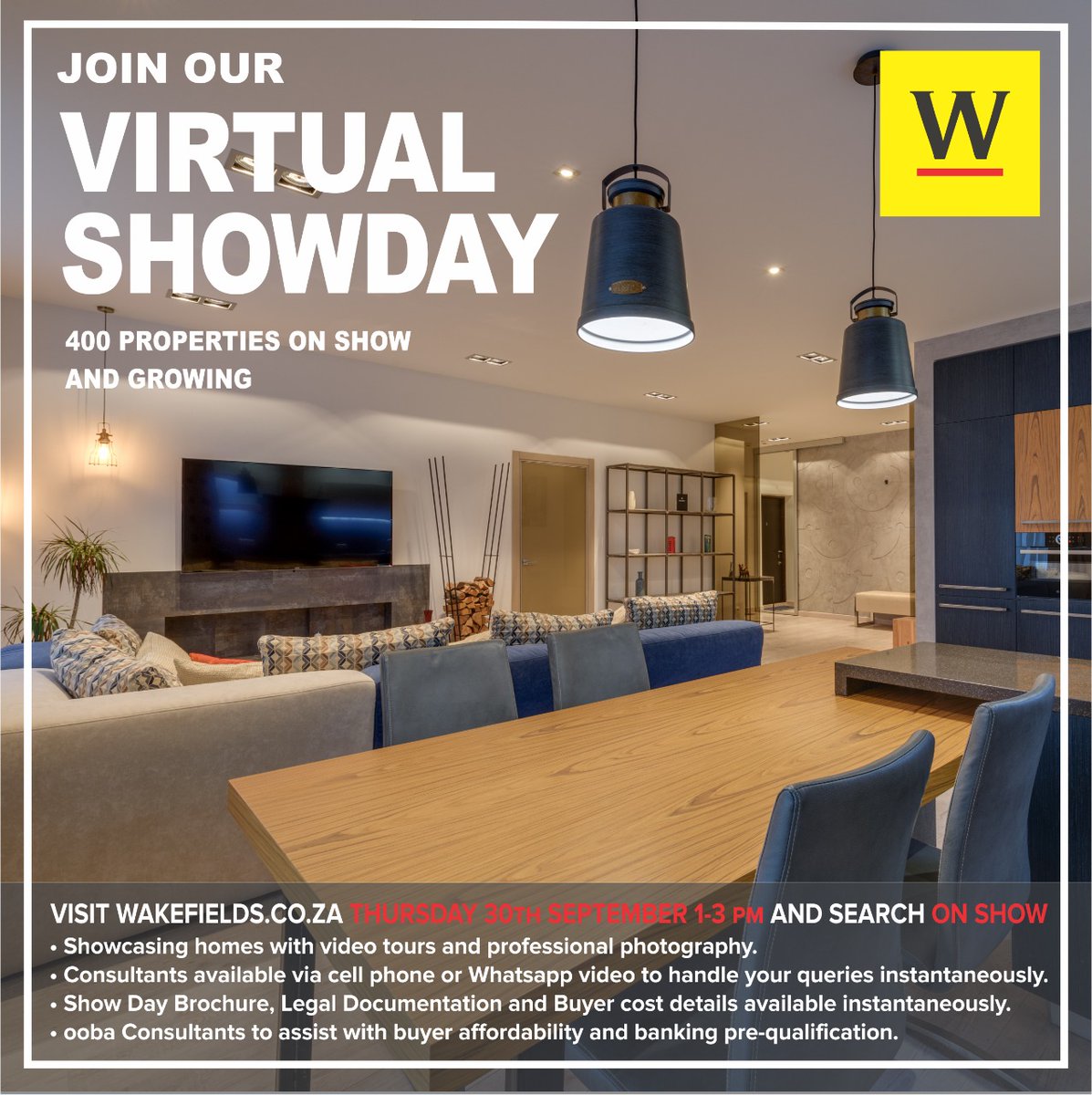 WakefieldsSA's tweet photo. Set A Reminder To Join Our #Wakefields #VirtualShowday!
Happening Thurs, 30 September 2021, at 1-3pm!!
See what we have #onshow for you #online this week: https://t.co/6stdwuADLQ
#WakefieldsWay #KZN #Durban #SAProperty #KZNRealEstate #VirtualOnShow #Natal #Virtual #ForSale #SA https://t.co/9mPfBZ7KCS