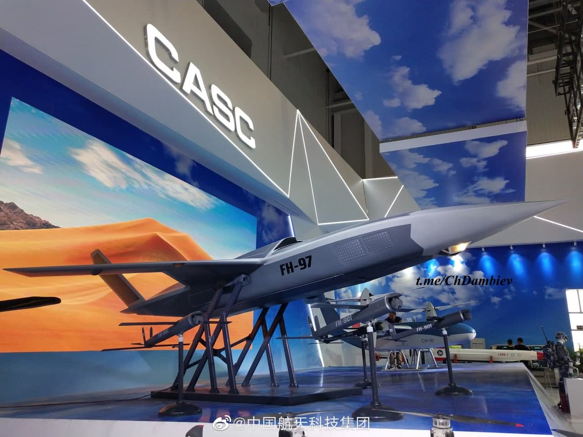DarikMk's tweet photo. The Chinese state-owned military-industrial company China Aerospace Science &amp; Industry Corporation (CASIC) will demonstrate for the first time at the Airshow China-2021 a new jet strike UCAV FH-97 - to break through the air defenses of a probable enemy.
#FC97 #China https://t.co/IaKT6KoT5x