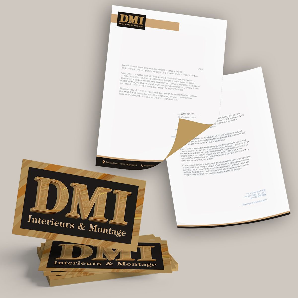 Voor DMI Interieurs &amp; Montage / Gordon Downer een huisstijl mogen ontwerpen. 
Heel veel succes met je eigen bedrijf kerel en bedankt voor de mooie opdrachten 👍🏻