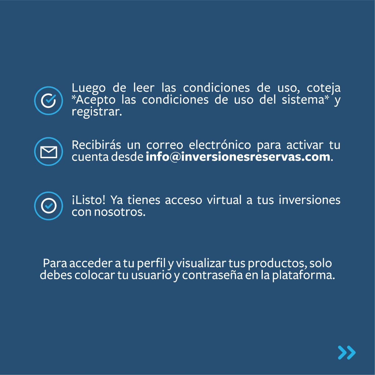 InvReservas's tweet photo. Inversiones en Línea te permite gestionar tus Inversiones desde donde quieras y cuando puedas, sólo tienes que crear tu usuario y listo, ya puedes acceder.
#InversionesYReservas #invierteconINRES https://t.co/voox4SSWTD