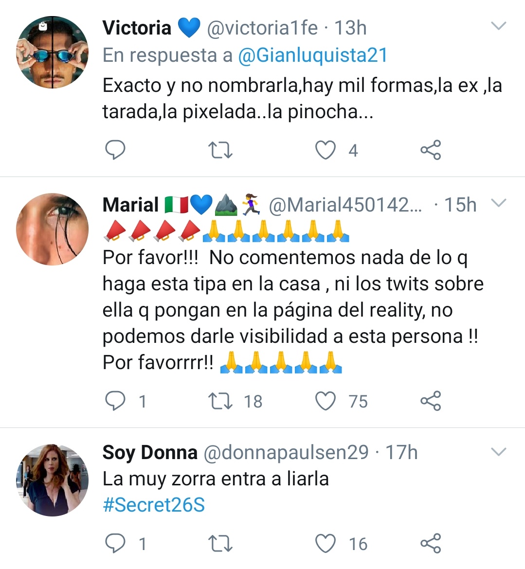 CarlotaAstu_'s tweet photo. Tarada, pixelada, pinocha, zorra, unineuronal, corta, asquerosa, cerda 🐷, mala malísima, despechada..... 
Estos son los bonitos insultos q ayer el fandom de los valores le dedicaron a Adara, ésto debe permitirse?? Después critican a los Adaristas, vergüenza me daría ser 🇮🇹 🤮🤮 https://t.co/P7tOYHRsEl