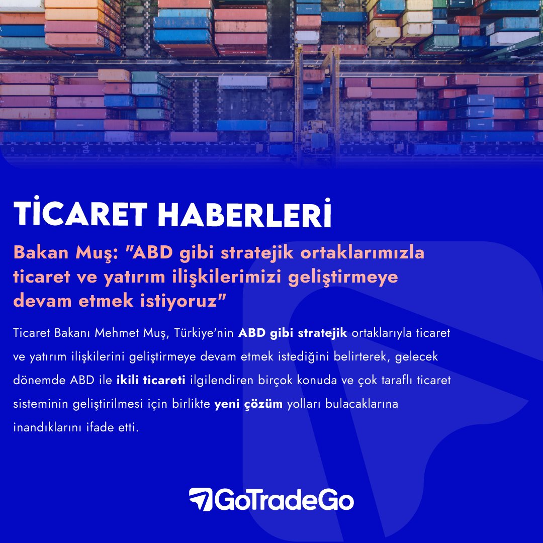 Ticaret Haberleri'nde Bugün!

Bakan Muş: ''ABD gibi stratejik ortaklarımızla ticaret ve yatırım ilişkilerimizi geliştirmeye devam etmek istiyoruz.''

#GoTradeGo #Kolayihracat #ihracat #delivery #shipping #ticaret #ticaretyap #hızlıticaret #trade #etrade #ithalat