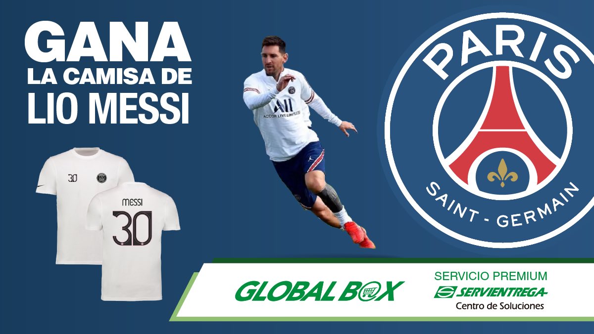 ServientregaBox's tweet photo. ¿Eres fan de #LioMessi?
#GBox te regala la camiseta del #PSG Cumple las bases del concurso y participa.
1.Sigue nuestras RRSS Oficiales
2.Deja una frase con el hashtag #YoUsoGlobalBox
3.Etiqueta a 2 amigos
4.Retuitea
Sorteo martes 4 de octubre.
Son 5 ganadores. https://t.co/IUkbGDjyD4