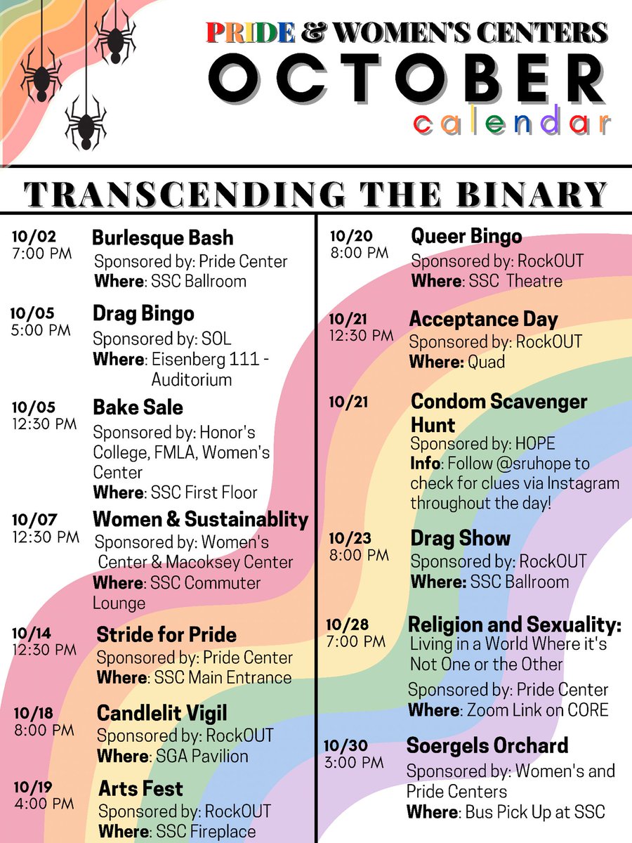 Check out our upcoming schedule of events with our October Calendar! More information about all events can be found on CORE ✨