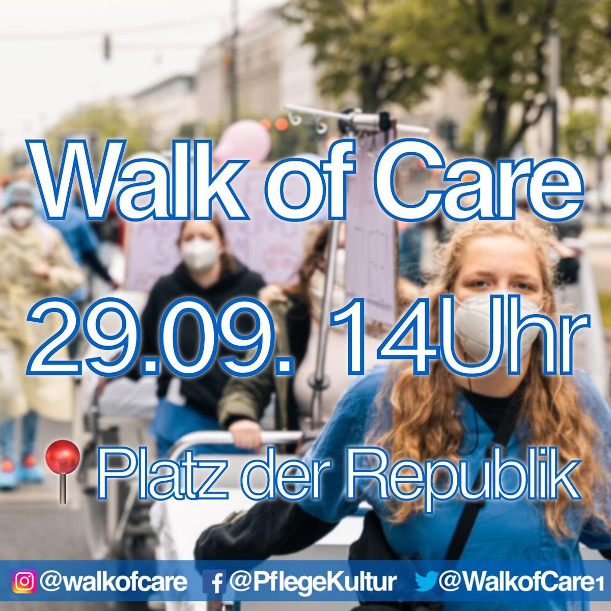 Der Walk of Care fordert:
❗️Gesetzl. Personalbemessung 
❗Gute Ausbildung 
❗Eine Fort- und Weiterbildungsordnung 
❗Gerechte Finanzierung statt Gewinnmaximierung 
❗Politisches Mitspracherecht 
Seid dabei im Kampf gegen soziale Ungerechtigkeit und Profitlogik im Gesundheitswesen
