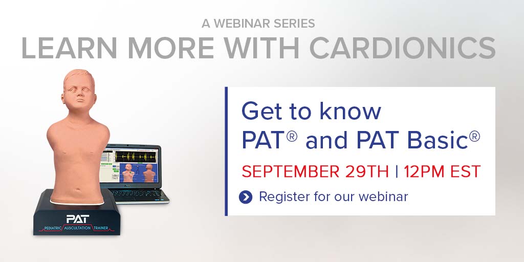 Cardionics_usa's tweet photo. Pediatric auscultation requires knowledge to properly care for younger patients. Get to know PAT® and PAT Basic® #pediatric #auscultation #simulators on September 29th at 12:00 PM EST.

Register now at: https://t.co/owxa2SpANz

#Cardionics #MedicalSimulation #MedTwitter https://t.co/kC1UCYBtfj