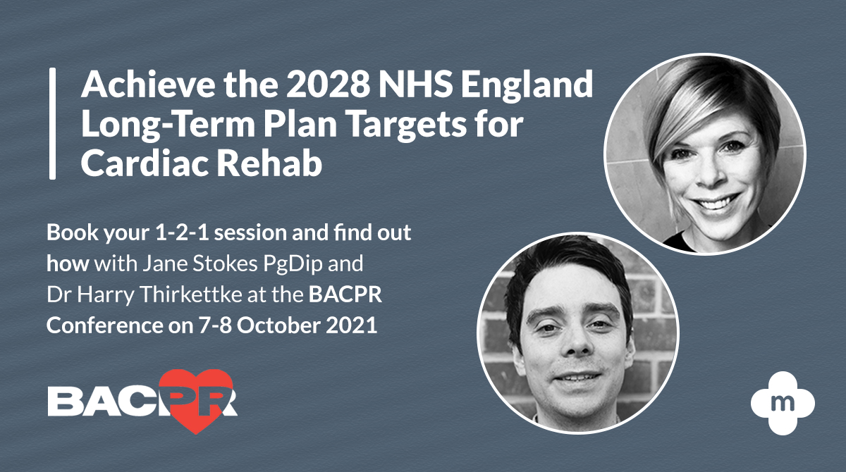 See you there! Book today to meet <a href="/JaneSto14839468/">Jane Stokes</a> and <a href="/harryt2k/">Harry Thirkettle</a> at the <a href="/bacpr/">BACPR</a> conference to see how myHeart can help you achieve the 2028 <a href="/NHSEngland/">NHS England</a> target for #cardiacrehab
#heart #CVD #bacpr2021 

Click to book: calendly.com/mymhealth/bacp…