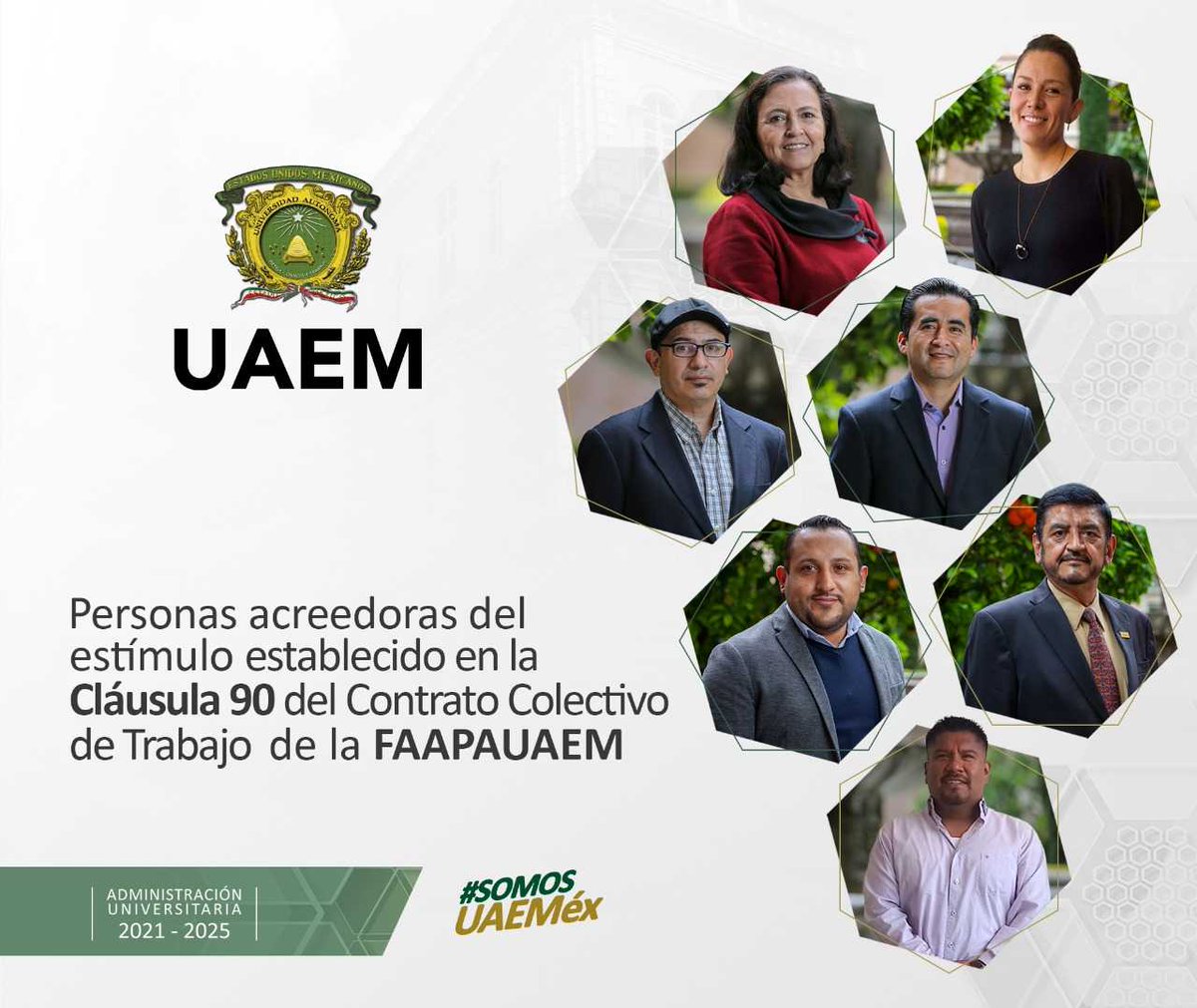 UAEM_MX's tweet photo. Reconocemos a las y los galardonados con la Cláusula 90 de la @FAAPAUAEM.

Su compromiso por introducir innovaciones, métodos o procedimientos que elevan la calidad y productividad de la #UAEMéx es un incentivo para nuestra comunidad. ¡Enhorabuena!

#SomosUAEMéx💚💛 https://t.co/IvGjwsHnHr