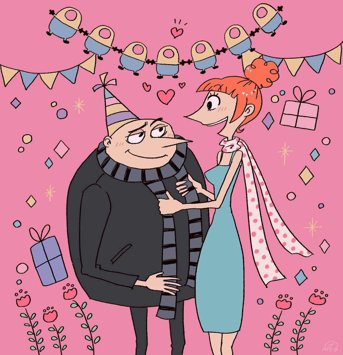 ともすた ぎゃ てまりんのイラスト今気づいた ルーシーにお祝いされる2人っきりの誕生日が新鮮で素敵 敢えてここに ミニオンちゃんがいないからこそ2人の想いの深さが伝わってくるよ