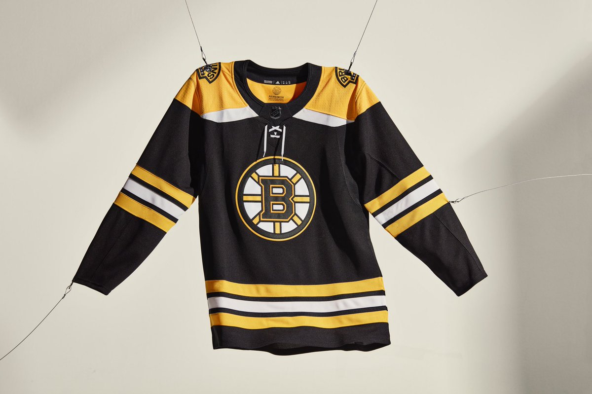 NHLBruins's tweet photo. Introducing the all-new authentic ADIZERO Primegreen NHL Jersey. Made in part with recycled materials, designed for the players and fans, and formed for the future of our planet. Plastic waste is a problem. Innovation is our solution because together we can help #EndPlasticWaste https://t.co/b2xfkWND5x