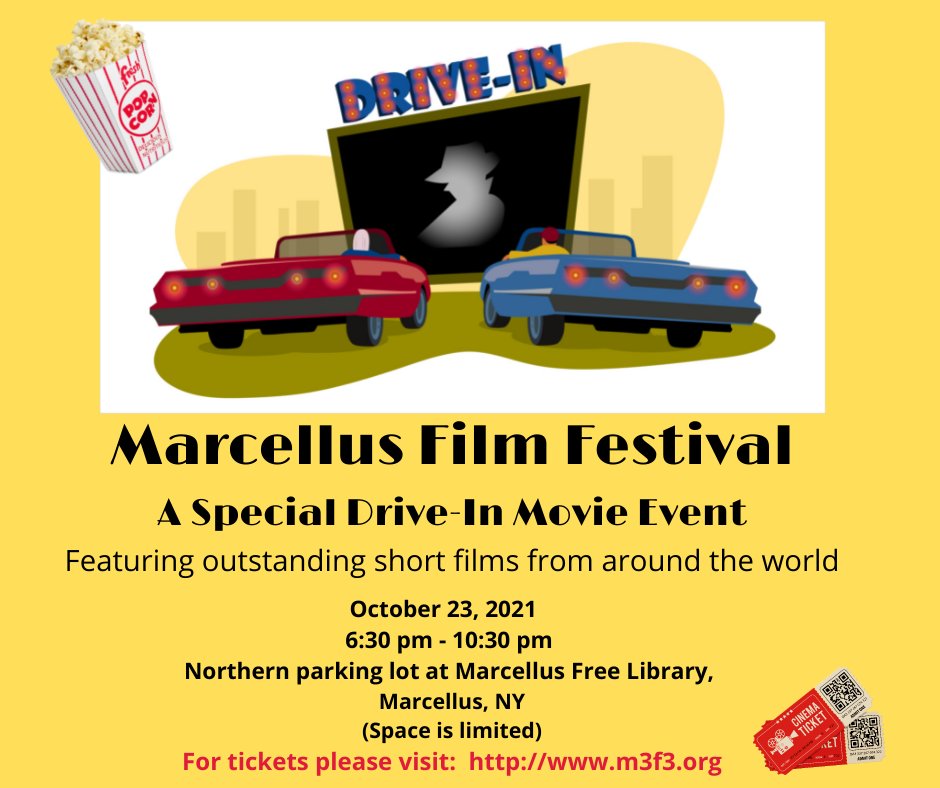 marmoomad's tweet photo. Don't miss this special drive-in Film Fest event! October 23, 2021 6:30 pm at Marcellus Free Library, Marcellus, NY  Space is limited. For tickets visit https://t.co/0X0ckCFQG5  #CNY #Filmfest #Marcellusfilmfest #Syracuse https://t.co/asoadxtj0r