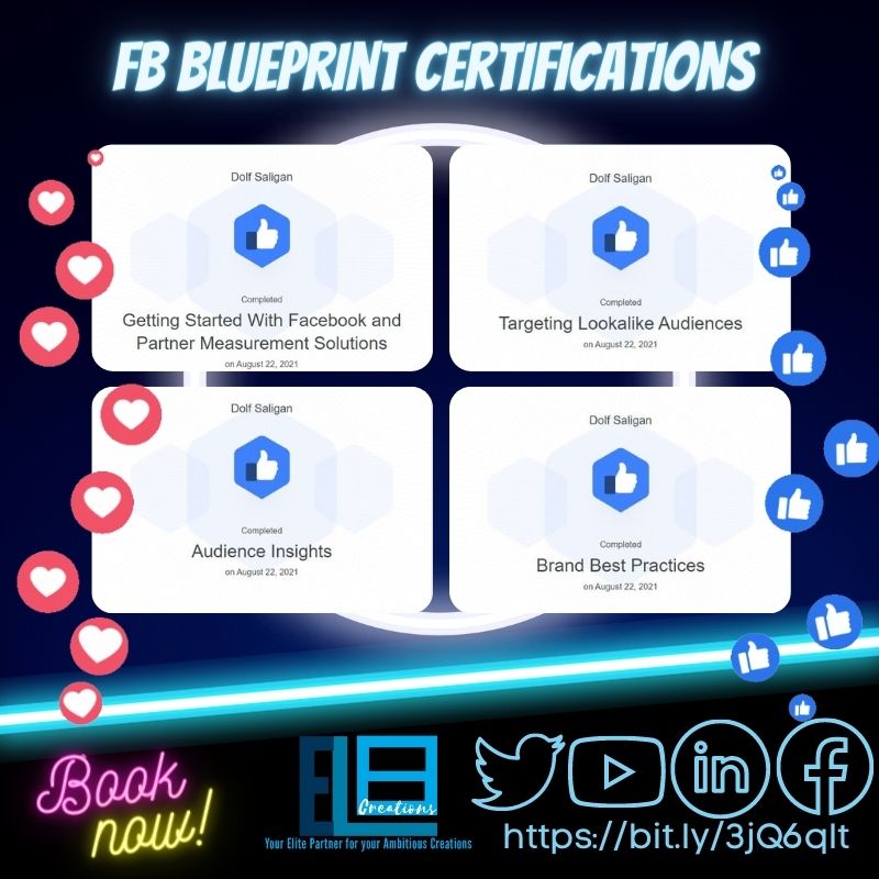 EliteCreations9's tweet photo. I had so much learning and fun in gaining my certificates on Facebook Blueprint. 
Click this link below and choose among my social media accounts.
🌎https://t.co/21INILQKS8
#certifications
#fbblueprintscertificates https://t.co/YWCzOnUusJ