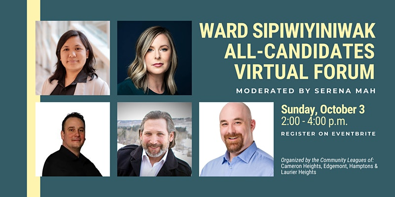 Want to get to know a little bit about who is running to be our voice at City Hall?  Here is your opportunity.  Sunday October 3rd is a all-candidates forum for Ward Sipiwiyiniwak.  ow.ly/B25g50Ggv9f