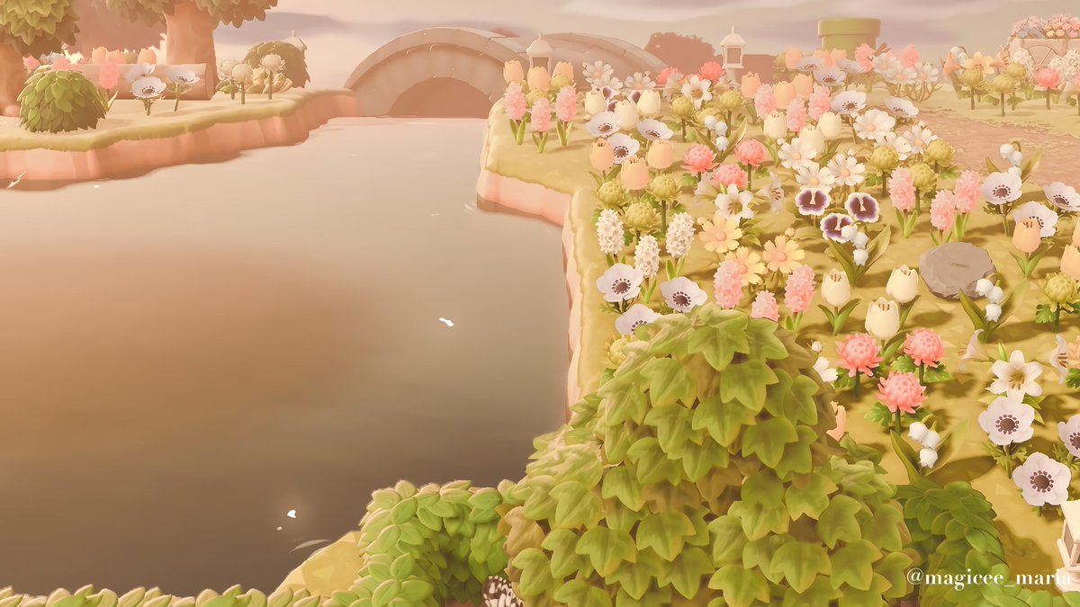 magicee_maria's tweet photo. 🌸🍃💐~ Beyond the bridge ~🌸🍃🌷
Here is my newest build on my island! I’ve always wanted a big lake and I love the way this turned out! This build is inspired by the wonderful @danaecrossing 💐
#ACNH #AnimalCrossingNewHorizons #ACNHDesign #meadowcore https://t.co/t2RcKRiofD
