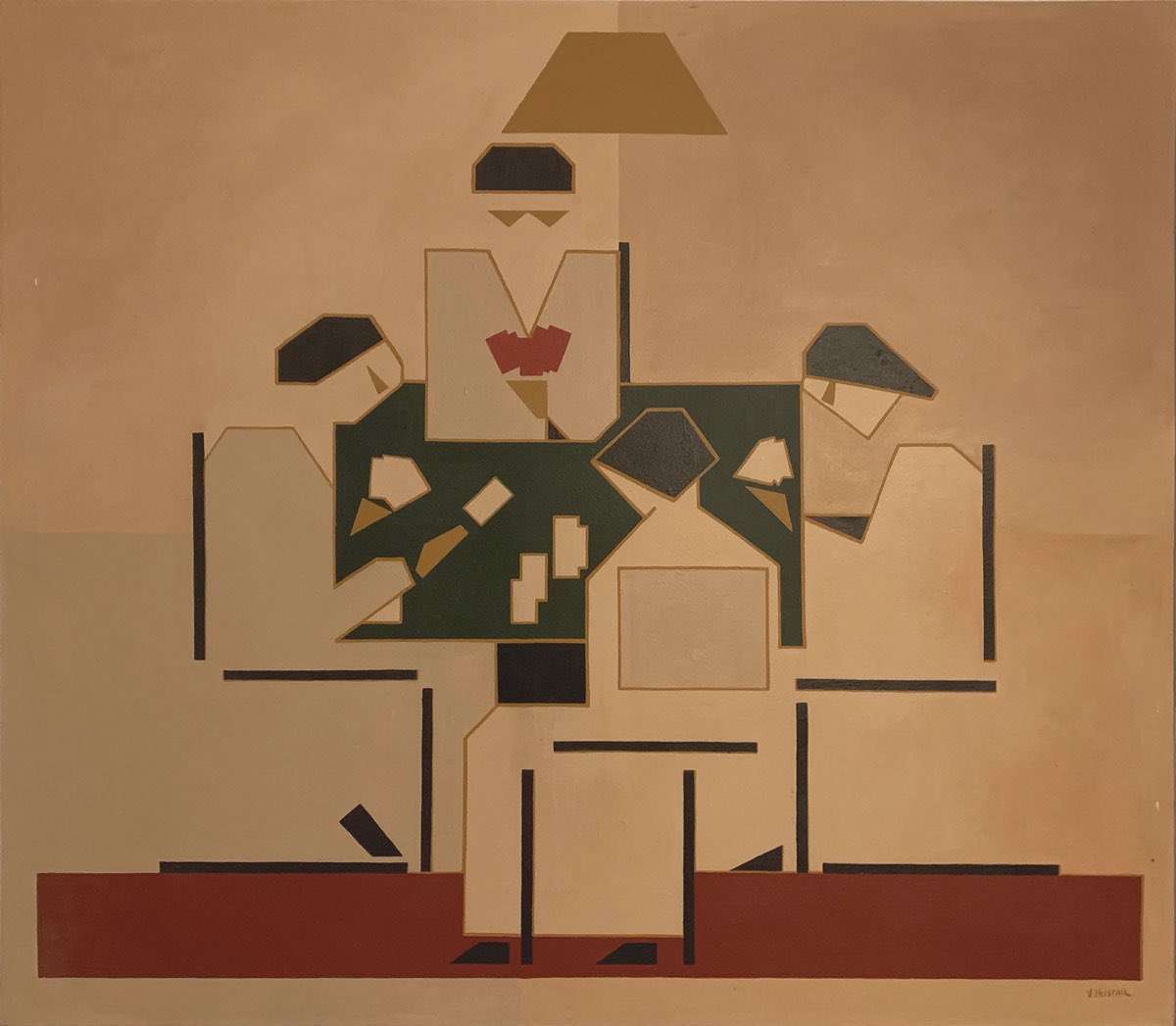 Afgelopen weekend ontbeten bij Voorafentoe in Leiden. Daar zag ik deze mooie muurschildering van Vilmos Huszár. Volgens de medewerker een authentiek werk.
Bij <a href="/SingerLaren/">Singer Laren</a> is in 2018 eenzelfde werk op doek tentoongesteld. Zou #vilmoshuszar de muurschildering zelf hebben gemaakt?