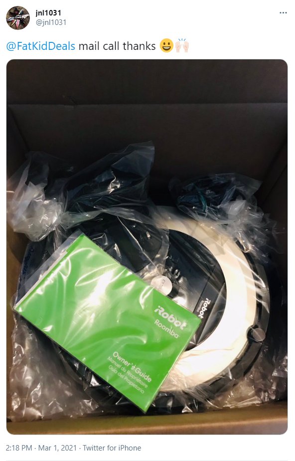 FatKidDeals's tweet photo. HUGE STEAL ON ROOMBAS!!
 
Roomba 675 for $108
*Price updates at checkout!
https://t.co/s3u1Vgs7ZY

(Select Amazon Warehouse as seller) https://t.co/b3XJ3JeGLy