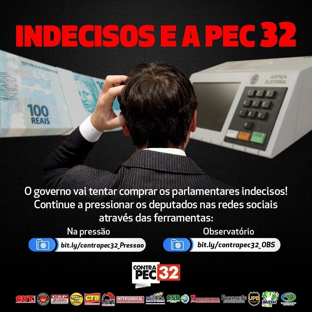 Adufs's tweet photo. #PEC32nao | Vamos à luta contra a Reforma Administrativa. 

A PEC 32 entra uma semana decisiva, podendo ser levada a votação na Câmara dos Deputados nos próximos dias. Por isso, toda mobilização é importante.

Fonte: @cspconlutas.

#Pec32Não 
#reformaadministrativanão
#pecdamorte https://t.co/FR8Lw42wlw