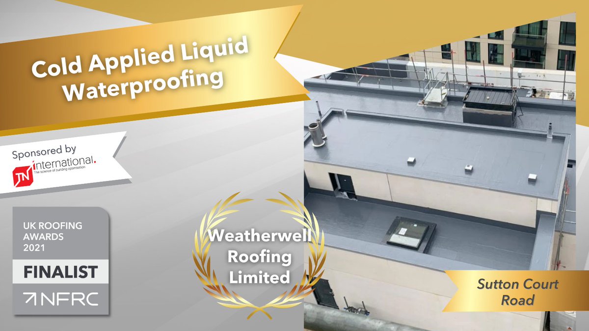 Good luck to <a href="/weatherwellroof/">Weatherwell Roofing</a> with their Sutton Court Road project, finalist in the Cold Applied Liquid Waterproofing category sponsored by @TNi_western in the #RoofingAwards2021
#RA2021 
#Radmatofficial 
#SIGRoofingKnowledge
