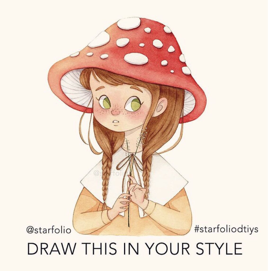 Blonde Mushroom girl drawing