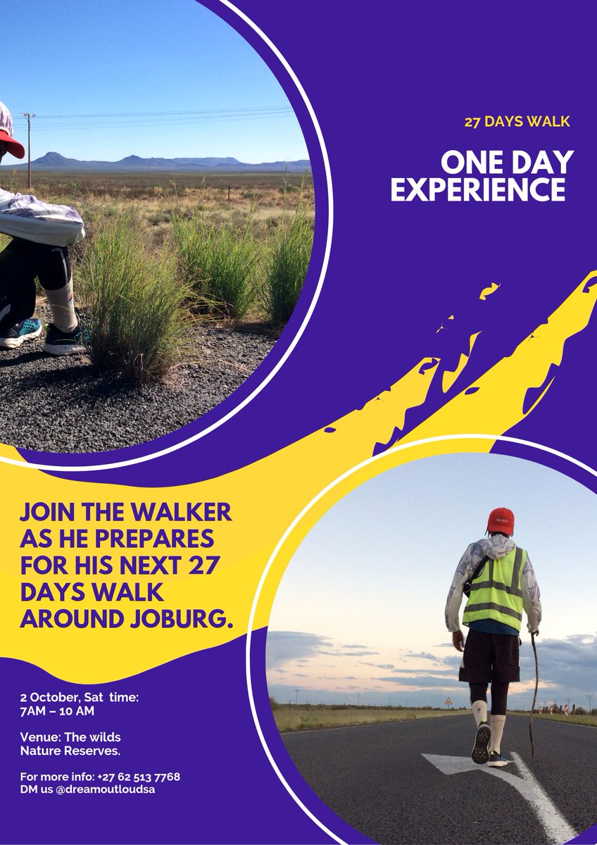thenewagemadiba's tweet photo. 27 Days walk Preparations:  Join the walker as he prepares for his upcoming 27 days walk in November.  Gqeberha to Limpopo . Meet us at The Wild Nature Reserve in Houghton Johannesburg every Saturday for a 2h30 walk/hike.

To Donate R5 sms 27days to 36442

#27dayswalktolimpopo https://t.co/8H1kDhdBda