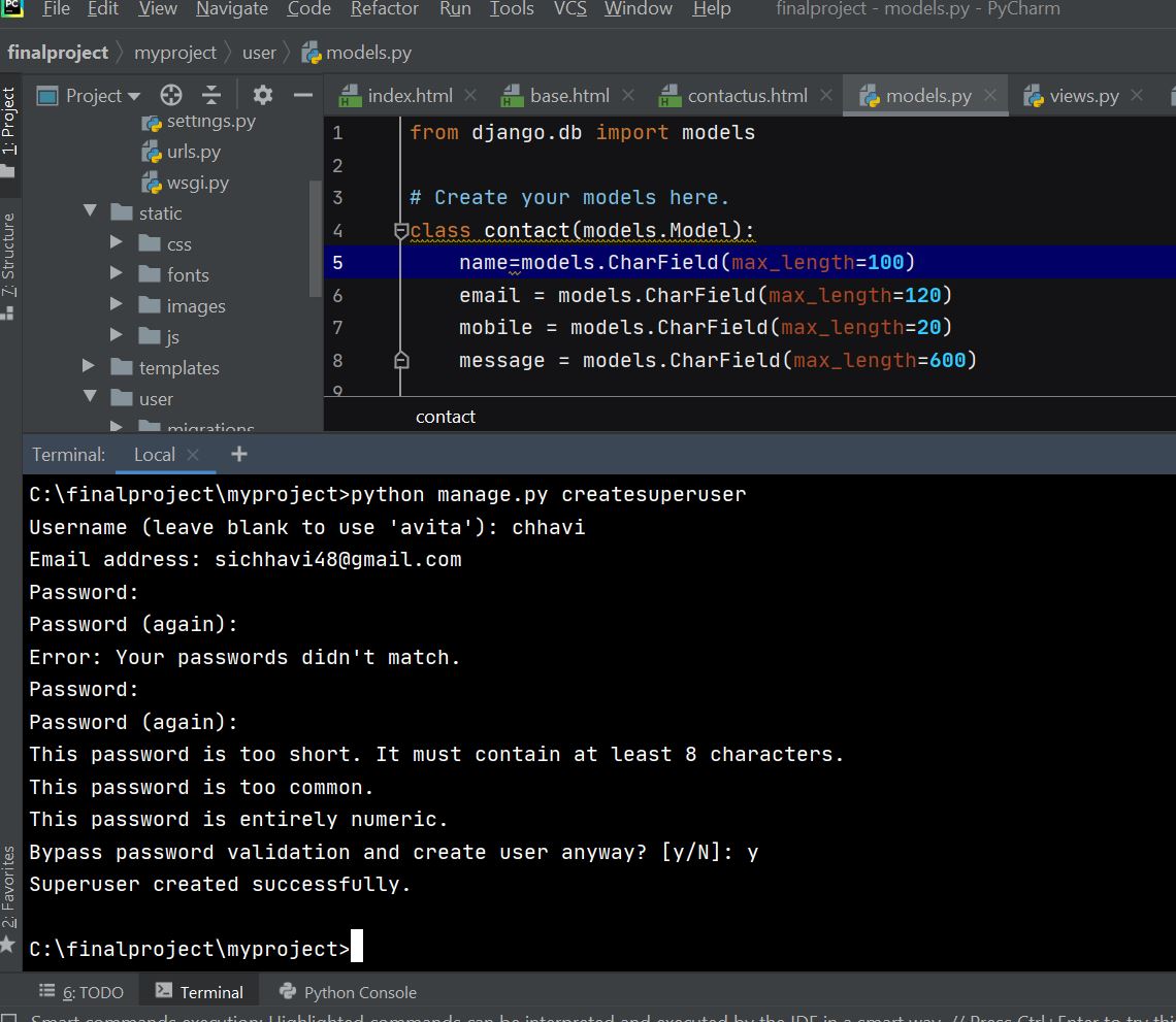SrivastavChhavi's tweet photo. #R2D23,#100DaysOfCode ,#DEVCommunity ,#Python ,#pythoncode ,#Python3 ,#Django ,#Opensource ,#girl ,#girlswhocode,#women ,#WomenWhoCode ,#CodeNewbies 
today i have created admin in django... https://t.co/wHhOg8XsIm