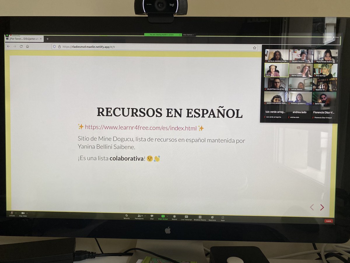 Nos cuenta @ma_salmon, nuestra invitada de lujo 💅🏻 en #RLadies MVD 🇺🇾 de la lista de recursos en español de @MineDogucu y mantiene @yabellini. Es colaborativa! 😉