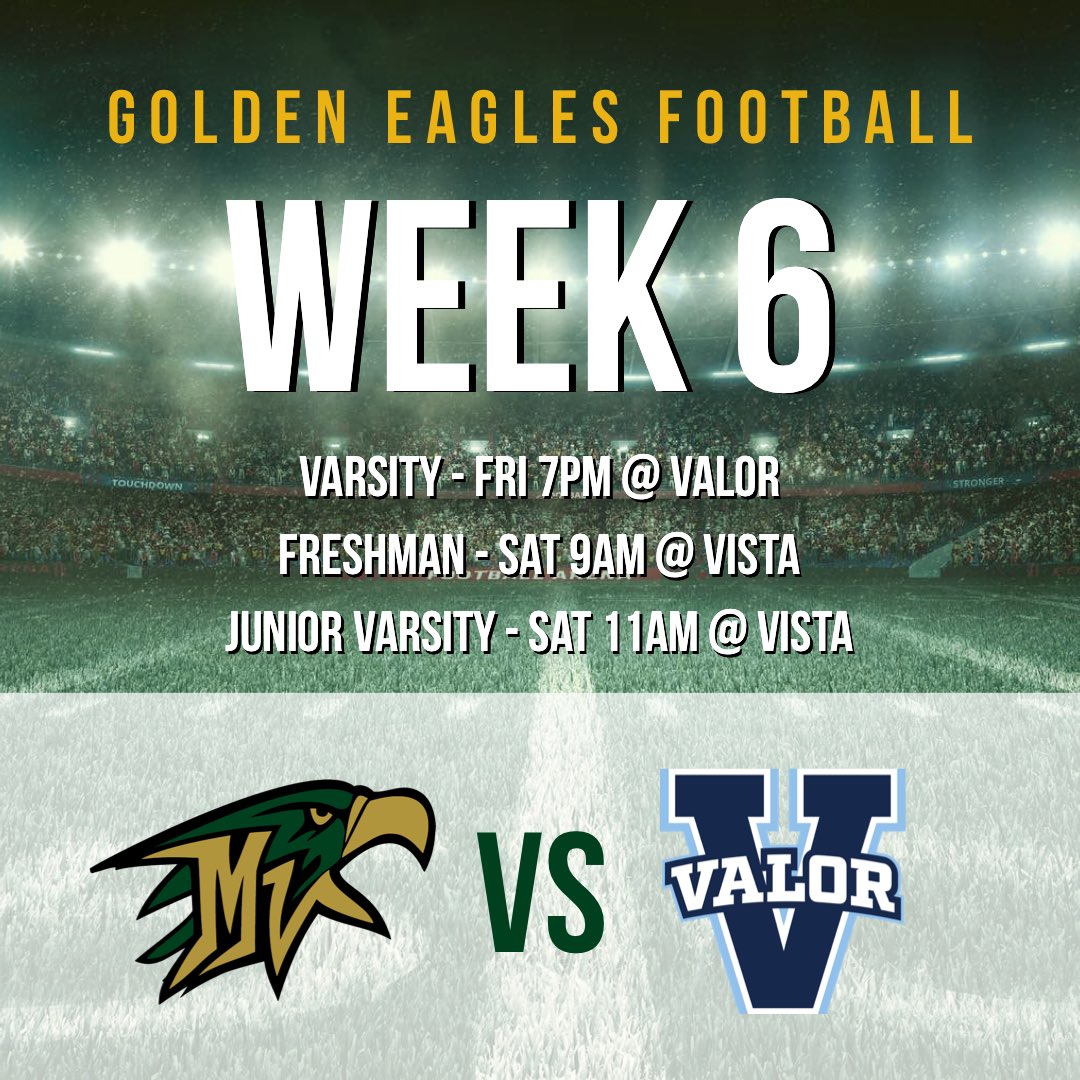 VistaGridiron's tweet photo. ๐๐๐ฆ
โฐ HERE WE GO! The countdown to kickoff for Week 6 has begun for @vista_gridiron vs @valoreagles! Pack the seats at Valor Christian this Friday, October 1st at 7pm. #ALLIN #vistafootball21 #eaglesvseagles #BEATVALOR
Tickets must be purchased online: https://t.co/giPtC5PIe6 https://t.co/ad3eMQsKmK