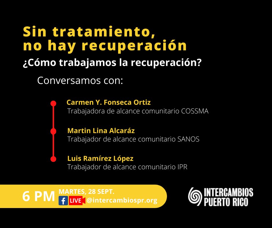 Intercambios_PR's tweet photo. Mañana, por FB Live, una conversación sobre lo que hace falta para viabilizar la recuperación. #hablemos #sintratamientonohayrecuperación https://t.co/30ih4YfRGE
